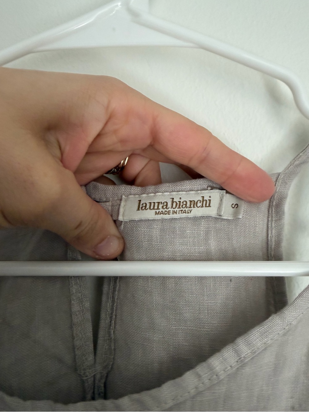 Laura Bianchi Women's Size Small Beige Linen Halter Maxi Sundress Italy Pockets - Picture 4 of 4